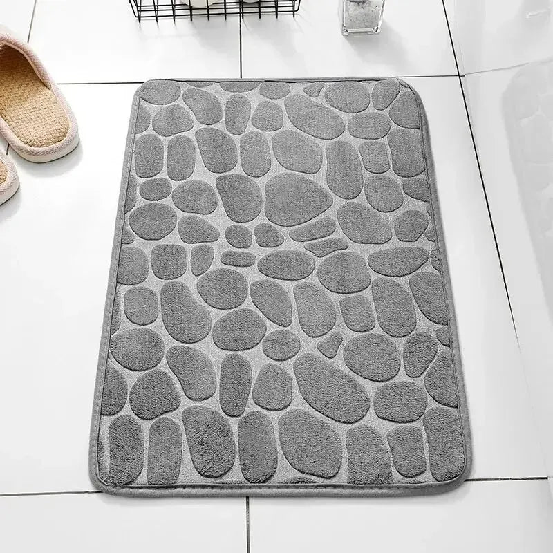 1-Piece Embossed Fibre Carpet – Anti-Slip Pebble Floor Mat for Bathroom & Living Room, Household Rug