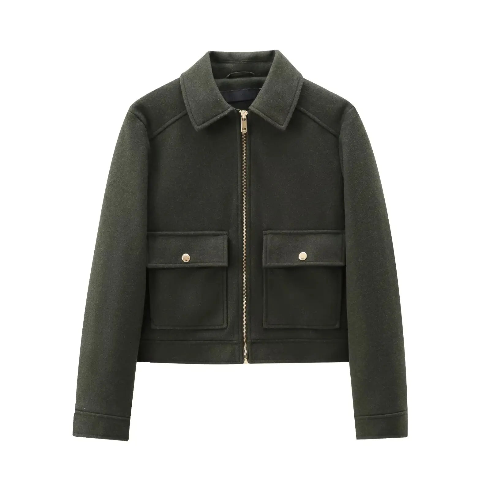 Women’s Zipper Jacket – New Winter Long Sleeve Coat with Pockets, Short Street Elegant Outerwear