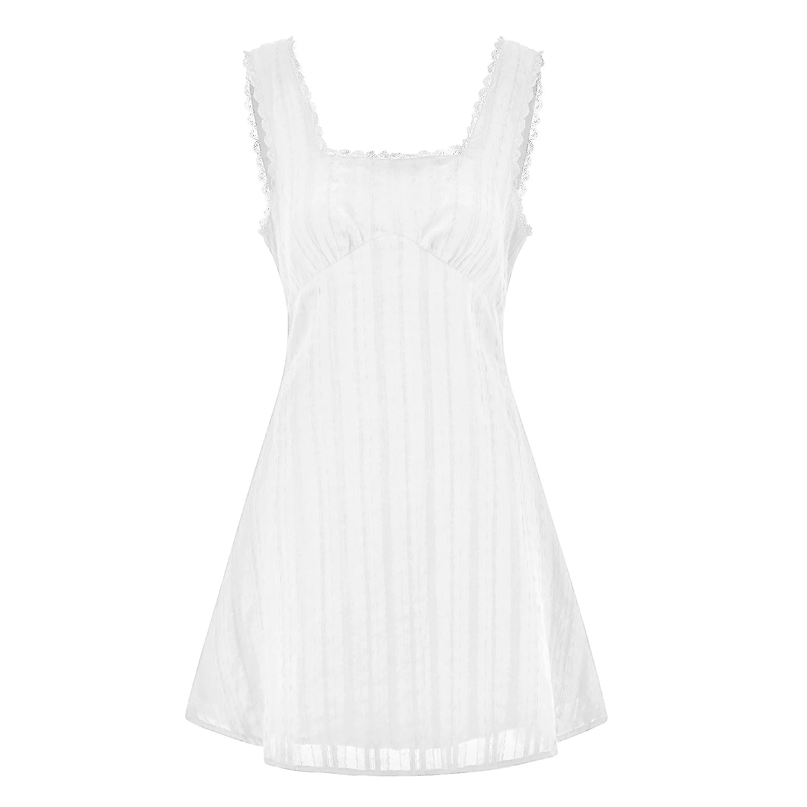 Summer Chic Short Dress – Lace Trim A-line