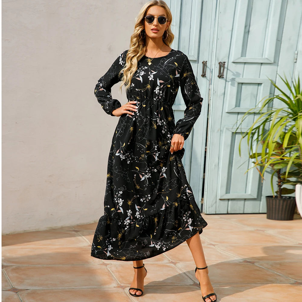 Spring Summer Bohemian Dress Casual Long Sleeve
