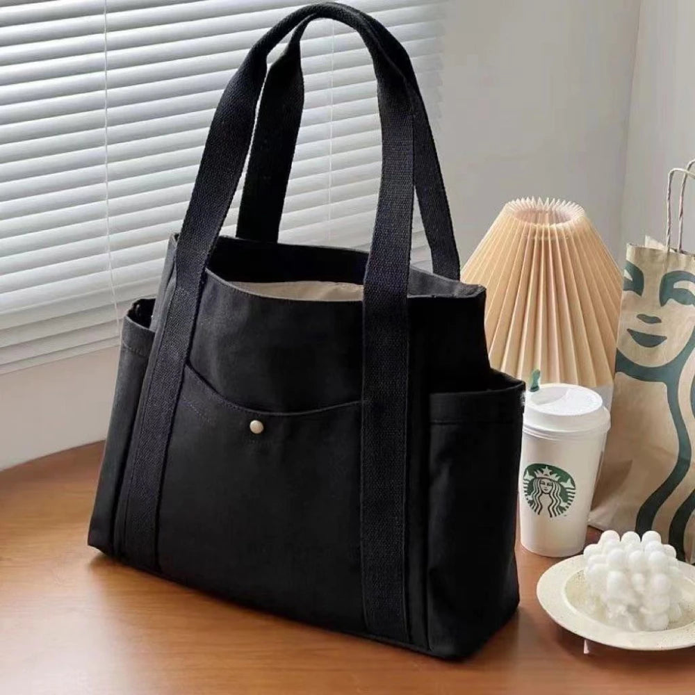 Large Capacity Canvas Tote Bag – Casual College Style, Perfect for Work, School & Shopping
