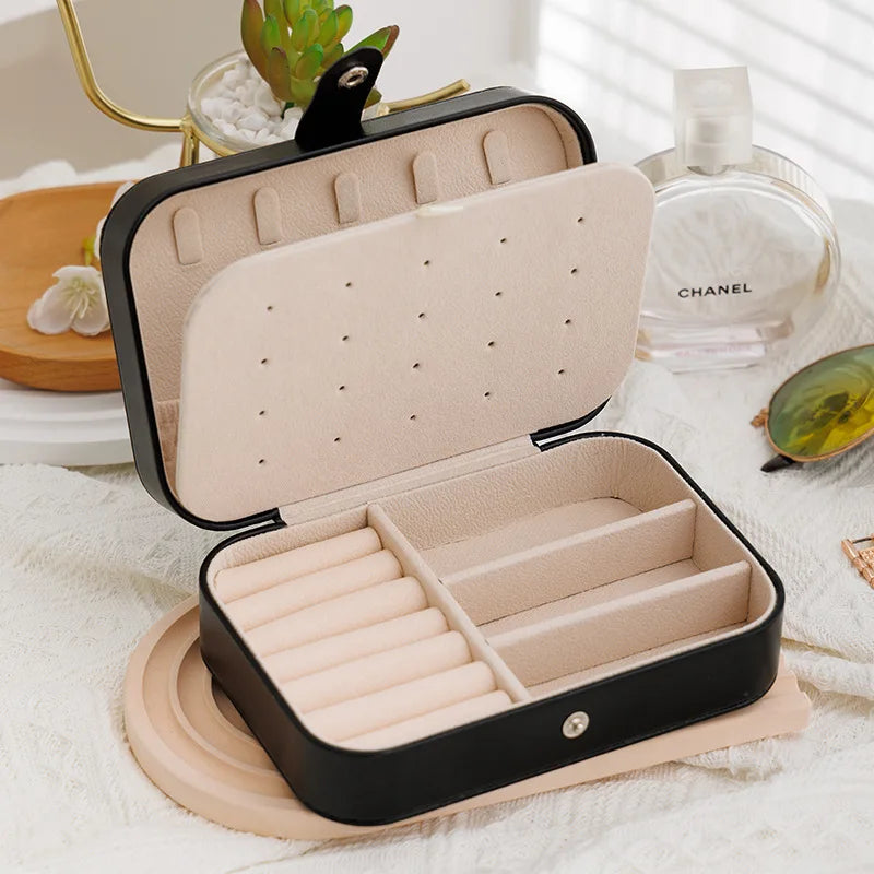 Portable Leather Jewellery Box – Organiser for Earrings, Bracelets, Necklaces & Rings