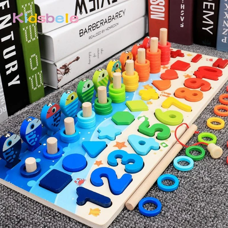 Kids Montessori Math Number Blocks Toy For Toddlers - Educational Wooden Puzzle