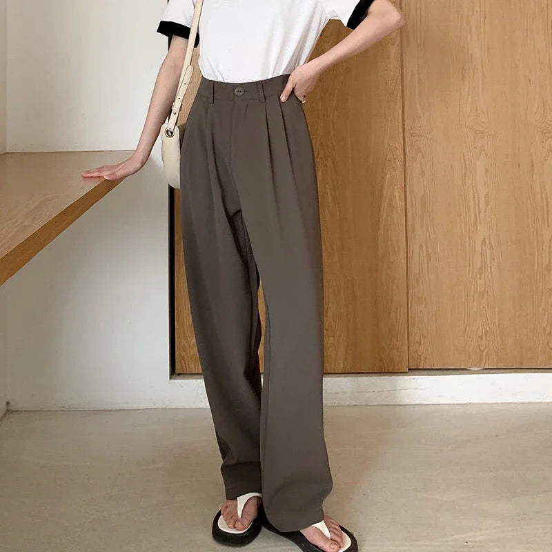High Waist Straight Leg Office Pants – Women’s Casual Trousers
