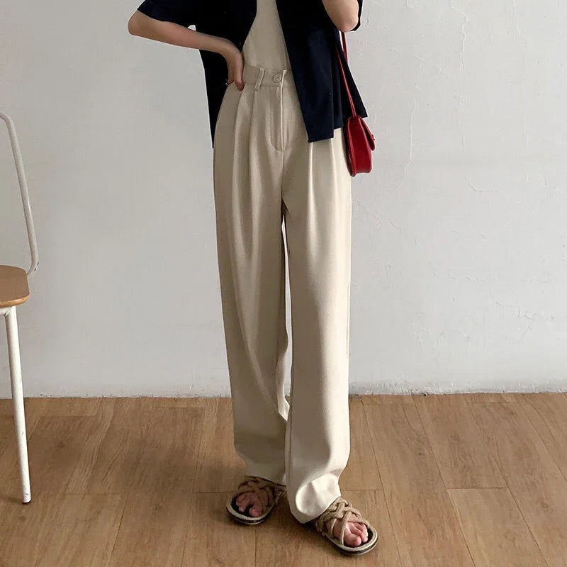 High Waist Straight Leg Office Pants – Women’s Casual Trousers