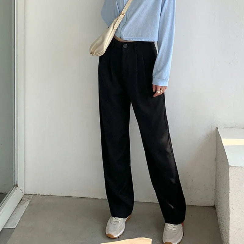 High Waist Straight Leg Office Pants – Women’s Casual Trousers
