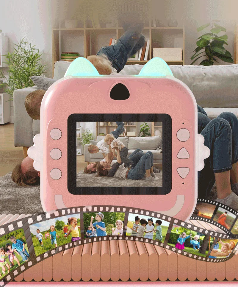 Children's 1080P HD Digital Camera Toys Instant Thermal Print With 32G Memory Card