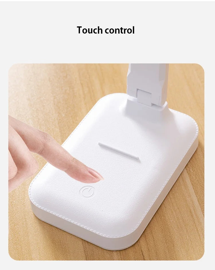 LED Foldable Desk Lamp – Touch Control with 3 Stepless Dimming & Eye-Care Light