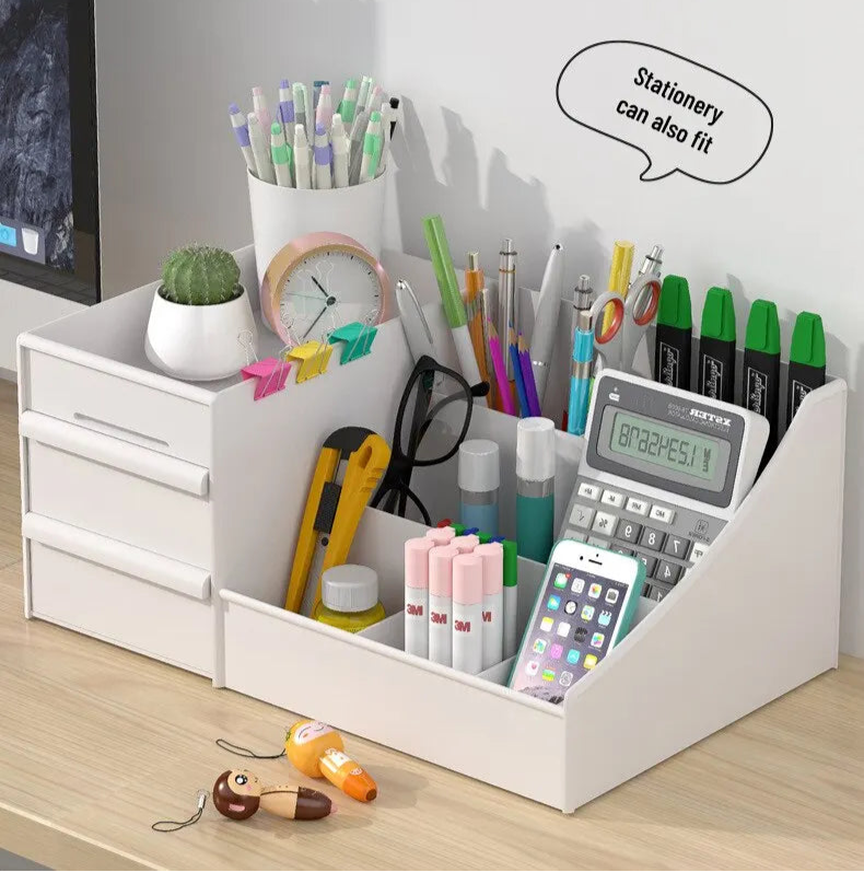 White Drawer Organizer – Plastic Storage for Cosmetics & Accessories